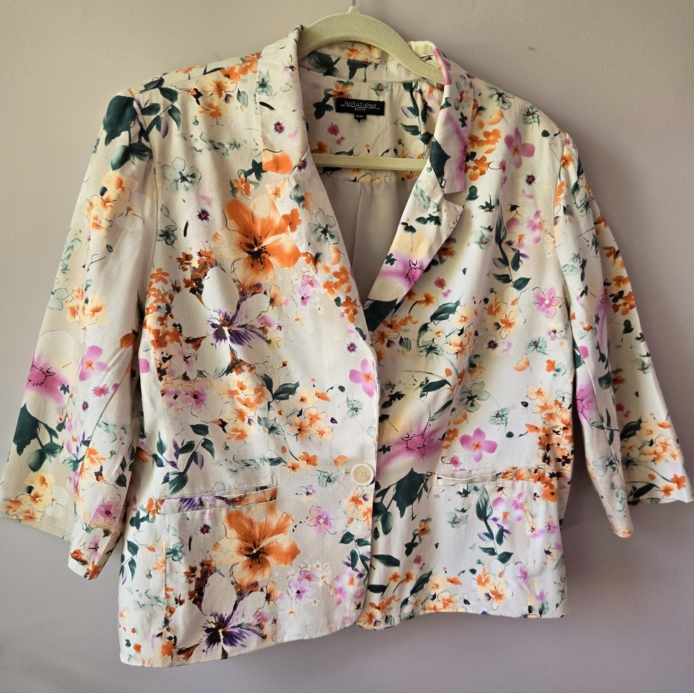 Notations Petite Floral Single Button Blazer - Pxl - image 1